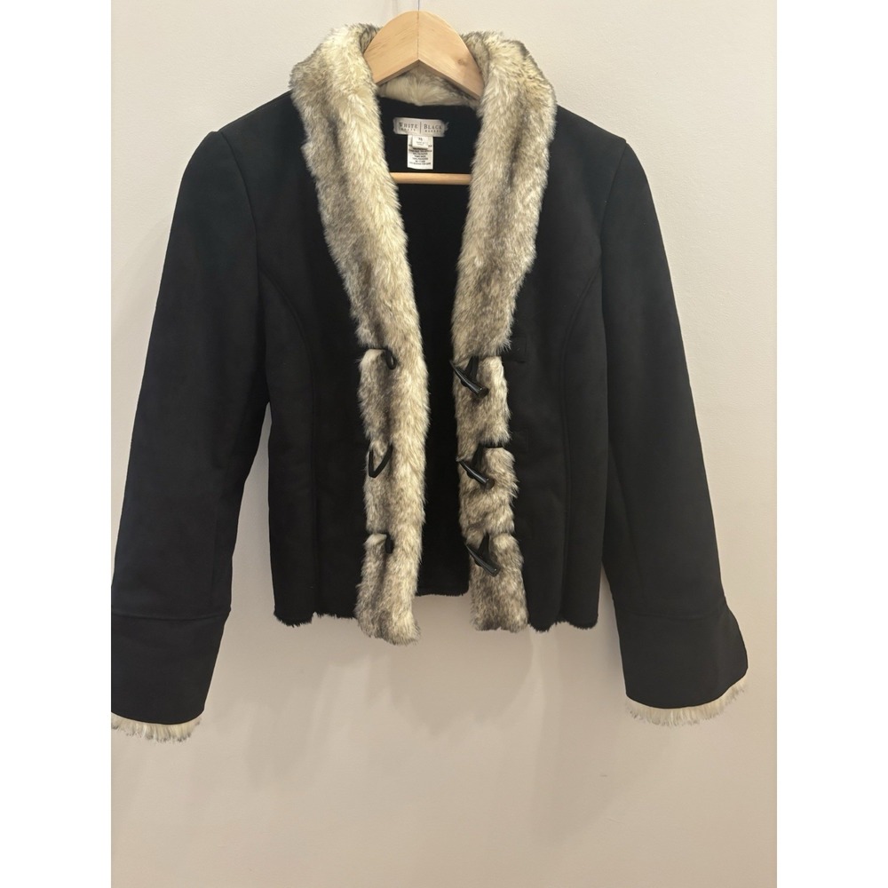 White  Black Faux Short Jacket